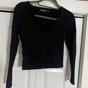 Abercrombie & Fitch Black Seamless V-Neck Long Sleeve Top